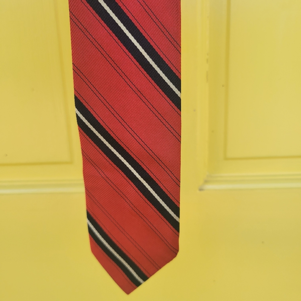 Vintage Royalist Red Silk Striped Necktie